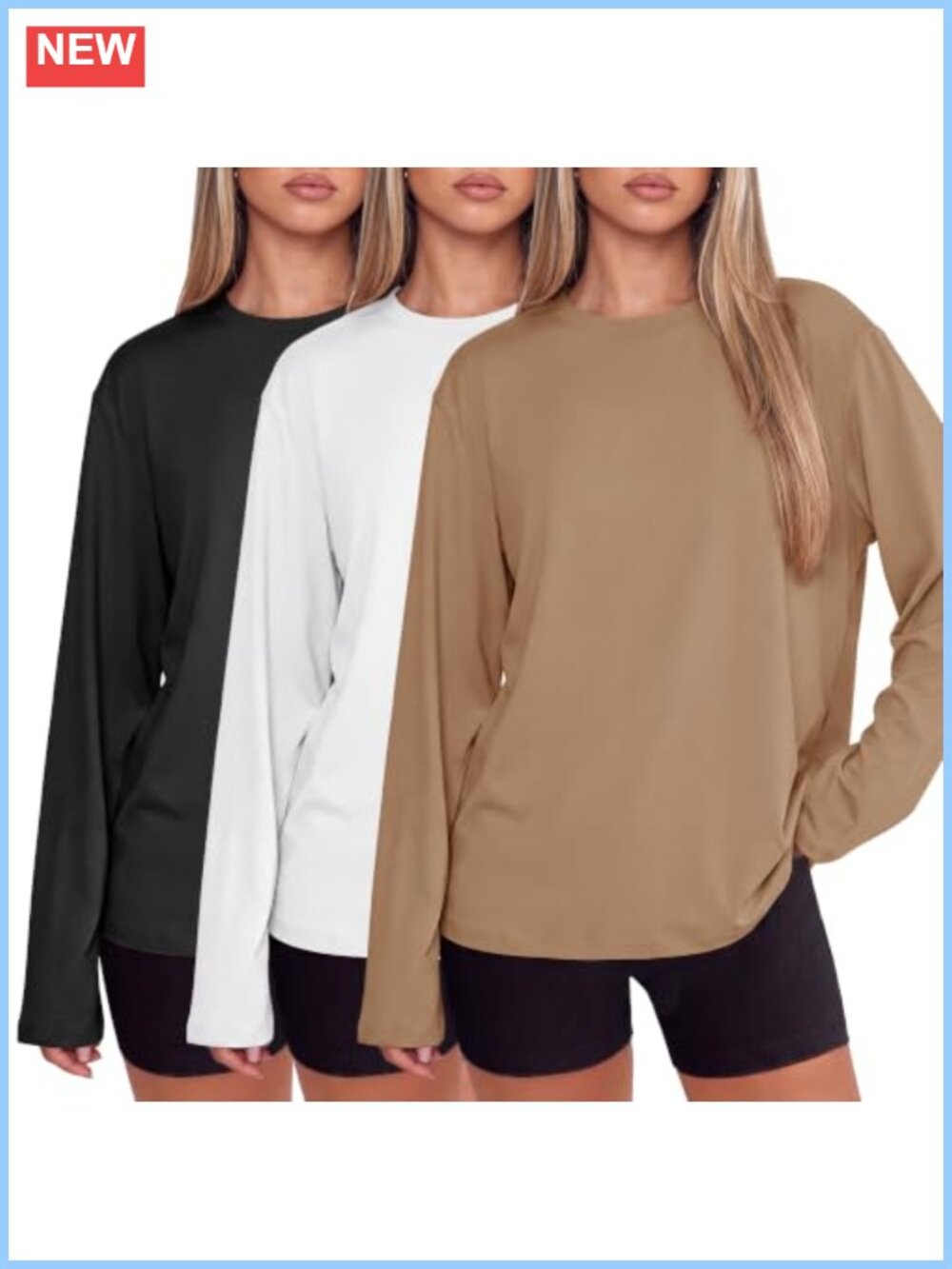 Oversized Long Sleeve Shirts for Women Loose Fit 3 Pack Workout Tops